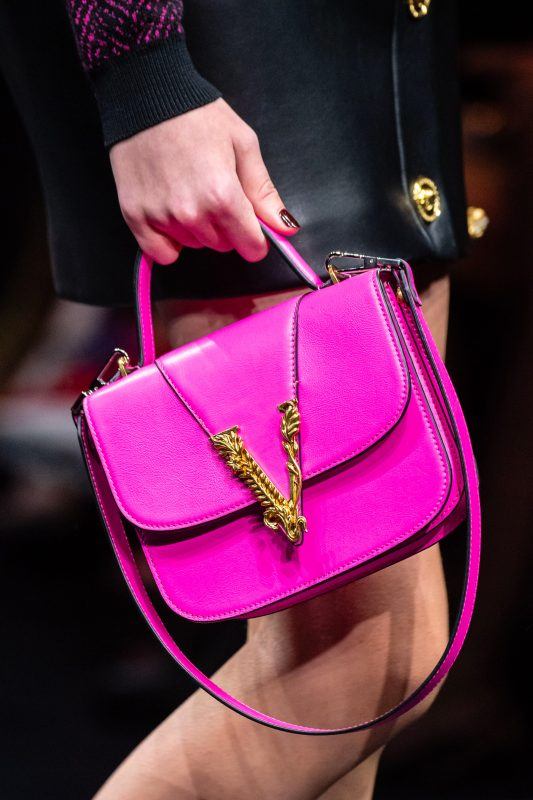 Versace fuchsia mini bag from the Fall 2019 Runway Collection