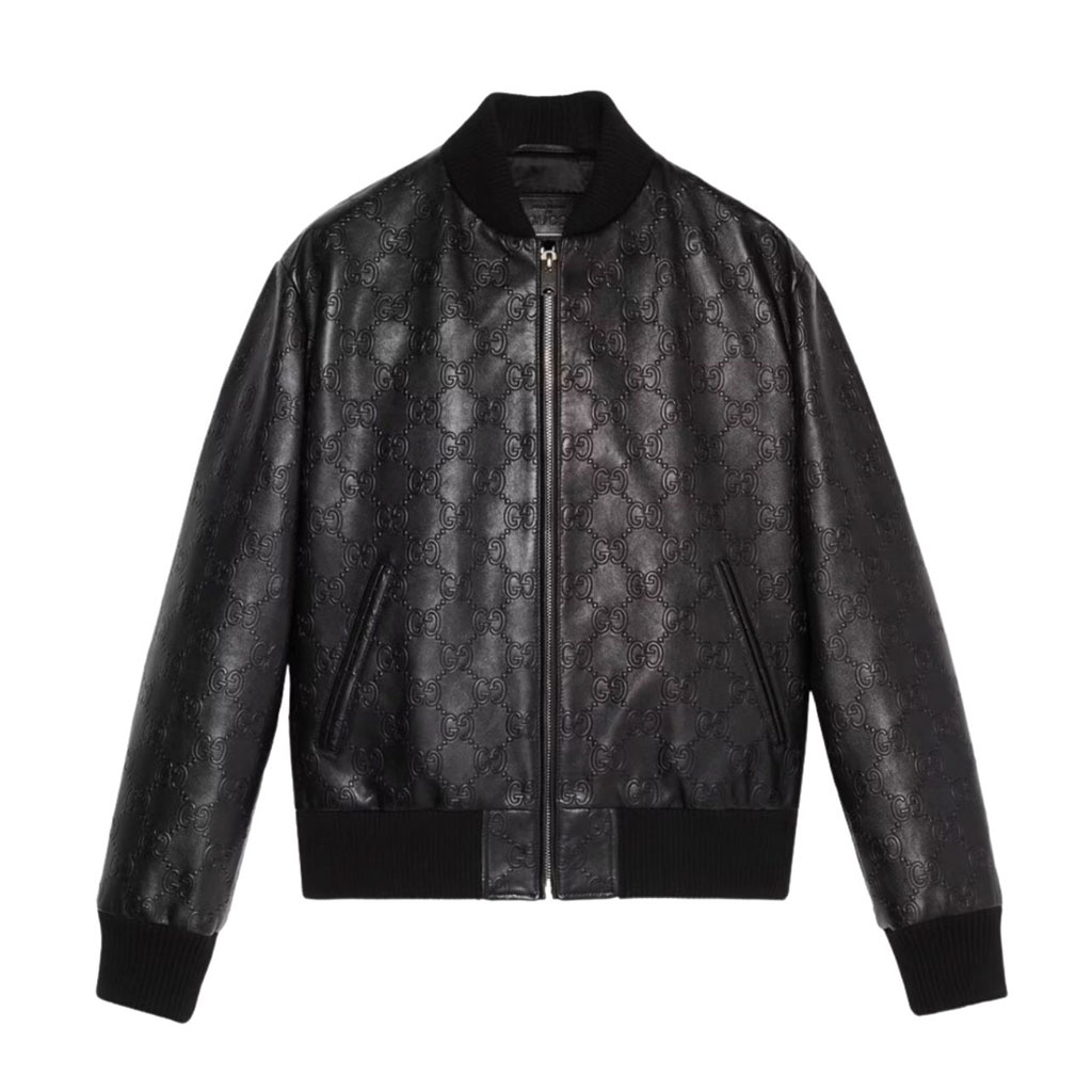 Leather bomber jacket.