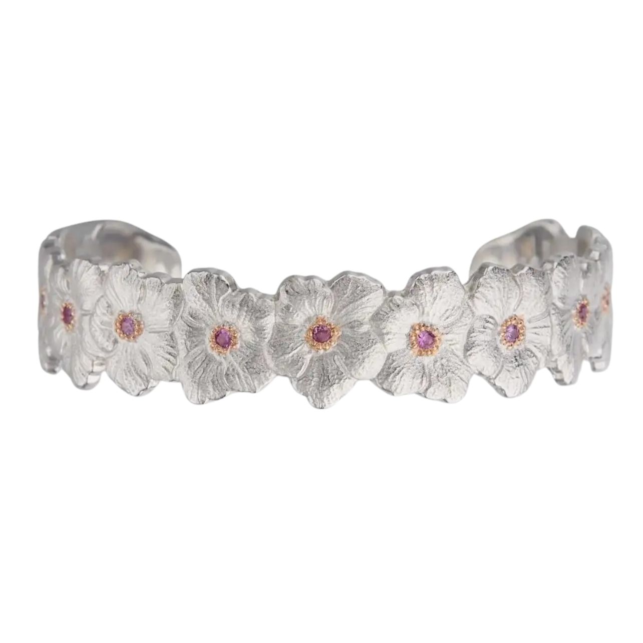 Blossoms bracelet with pink sapphires.
