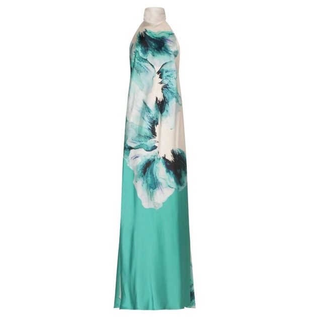 Silvia Tcherassi halter silk dress with abstract wave print