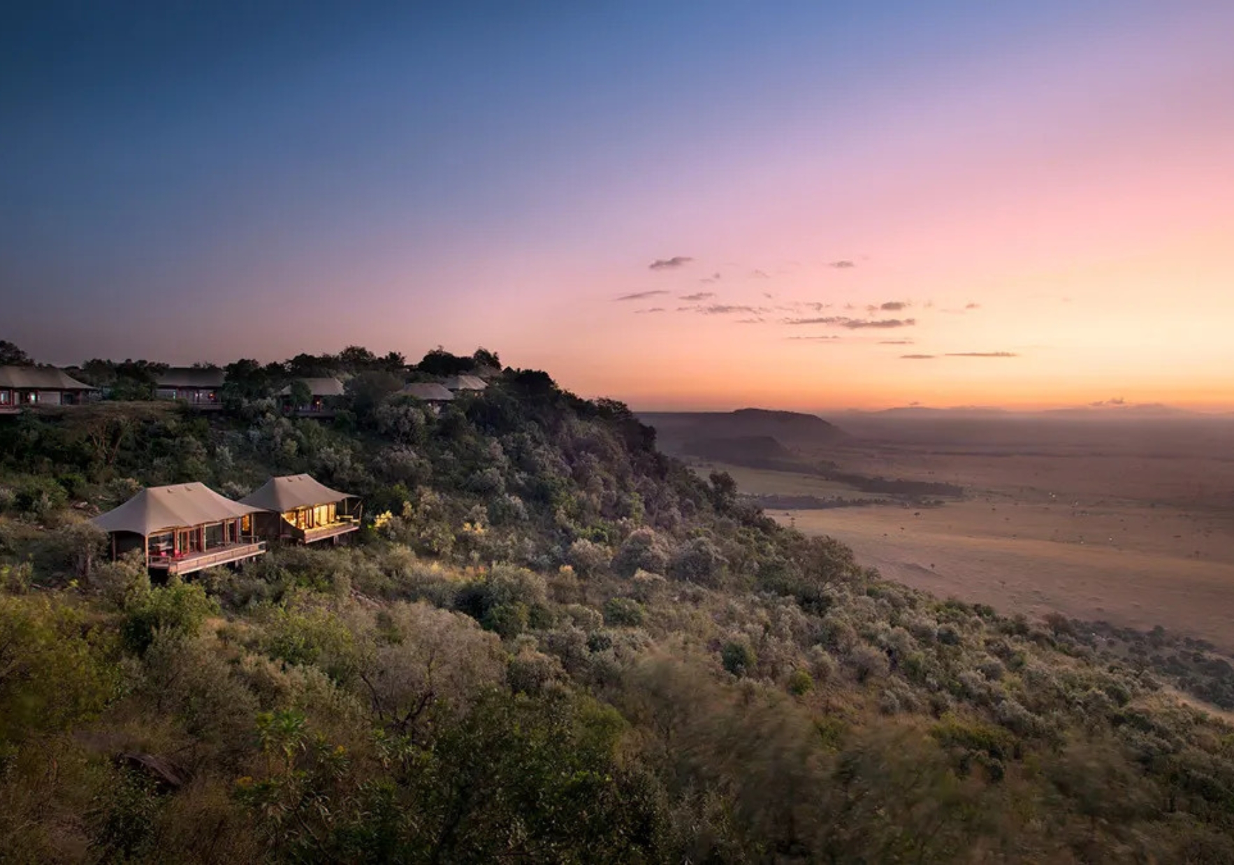 Image of the 10-room lodge on a clifftop overlooking Mount Kilimanjaro