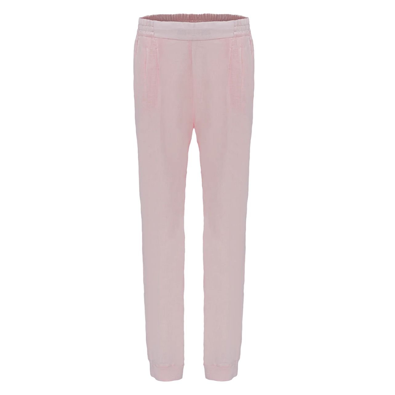 100% Capri Linen Pants in Pink