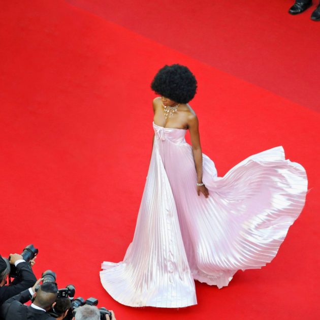 Female in gown on red carpet at Cannes Film Festival