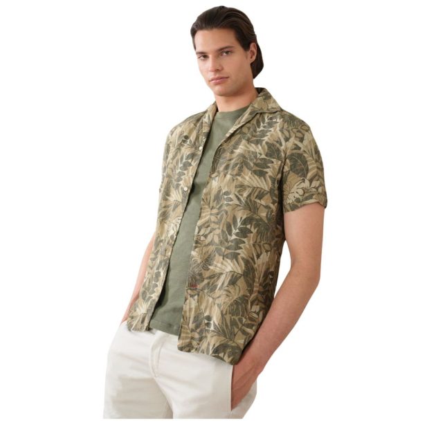 Cremieux tropical printed linen short-sleeve shirt