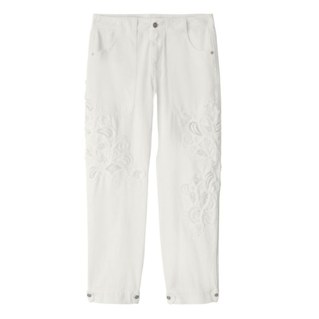 Ermanno Scervino white cargo trousers with lace detailing