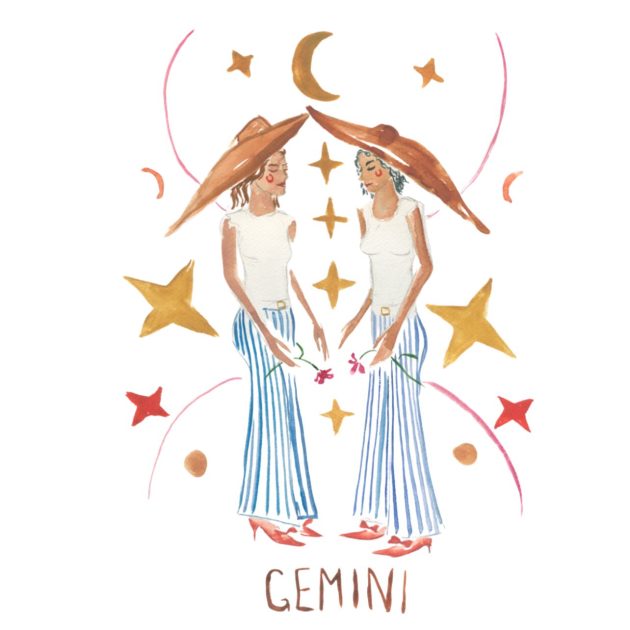 Illustration of Gemini astrology symbol featuring twins