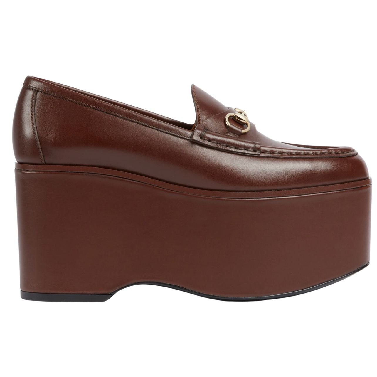Gucci platform loafers in dark brown leather
