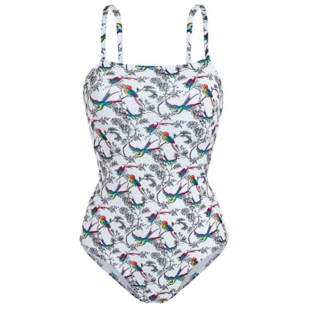 Vilebrequin crossed back strap one-piece swimsuit with rainbow bird print