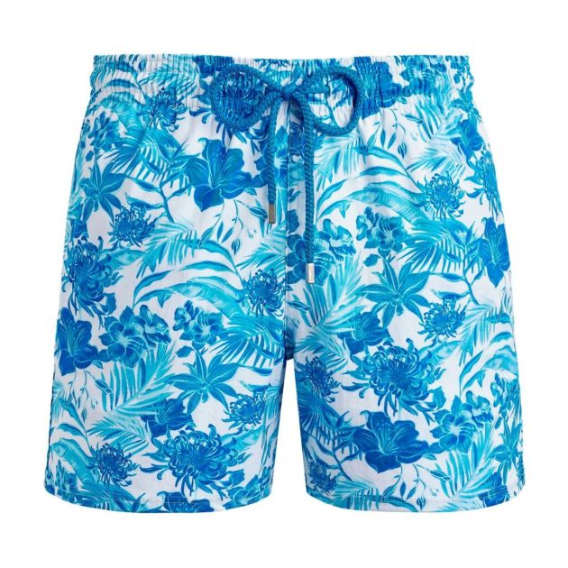 Vilebrequin men’s swim trunks with floral blue print