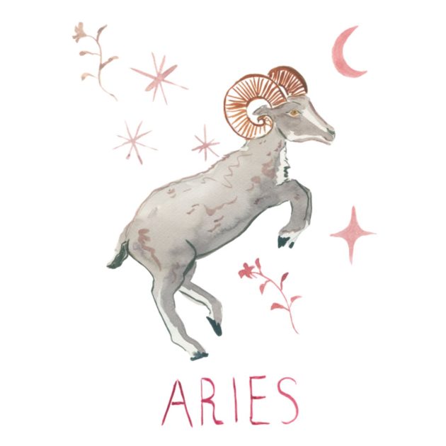 Illustration of Aries astrology symbol featuring a Ram