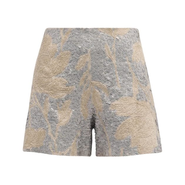 Brunello Cucinelli embroidered linen shorts