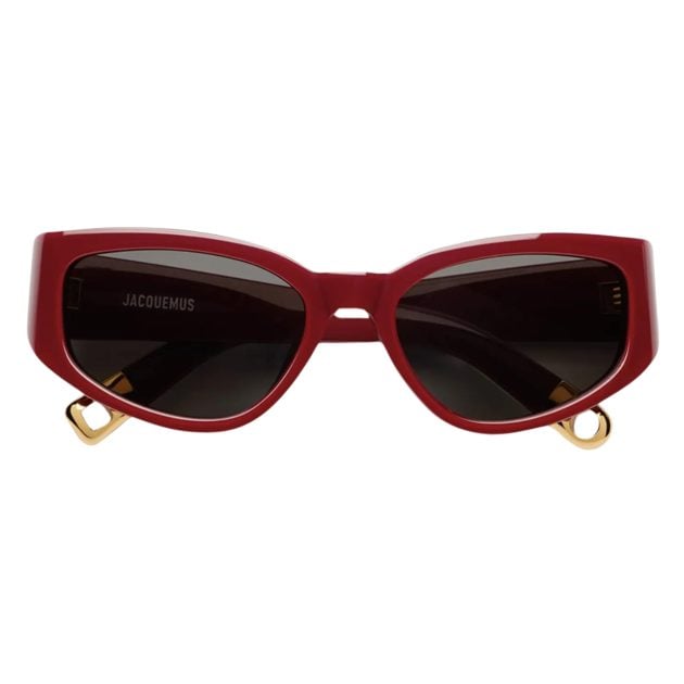 Jacquemus oval sunglasses in burgundy and gold