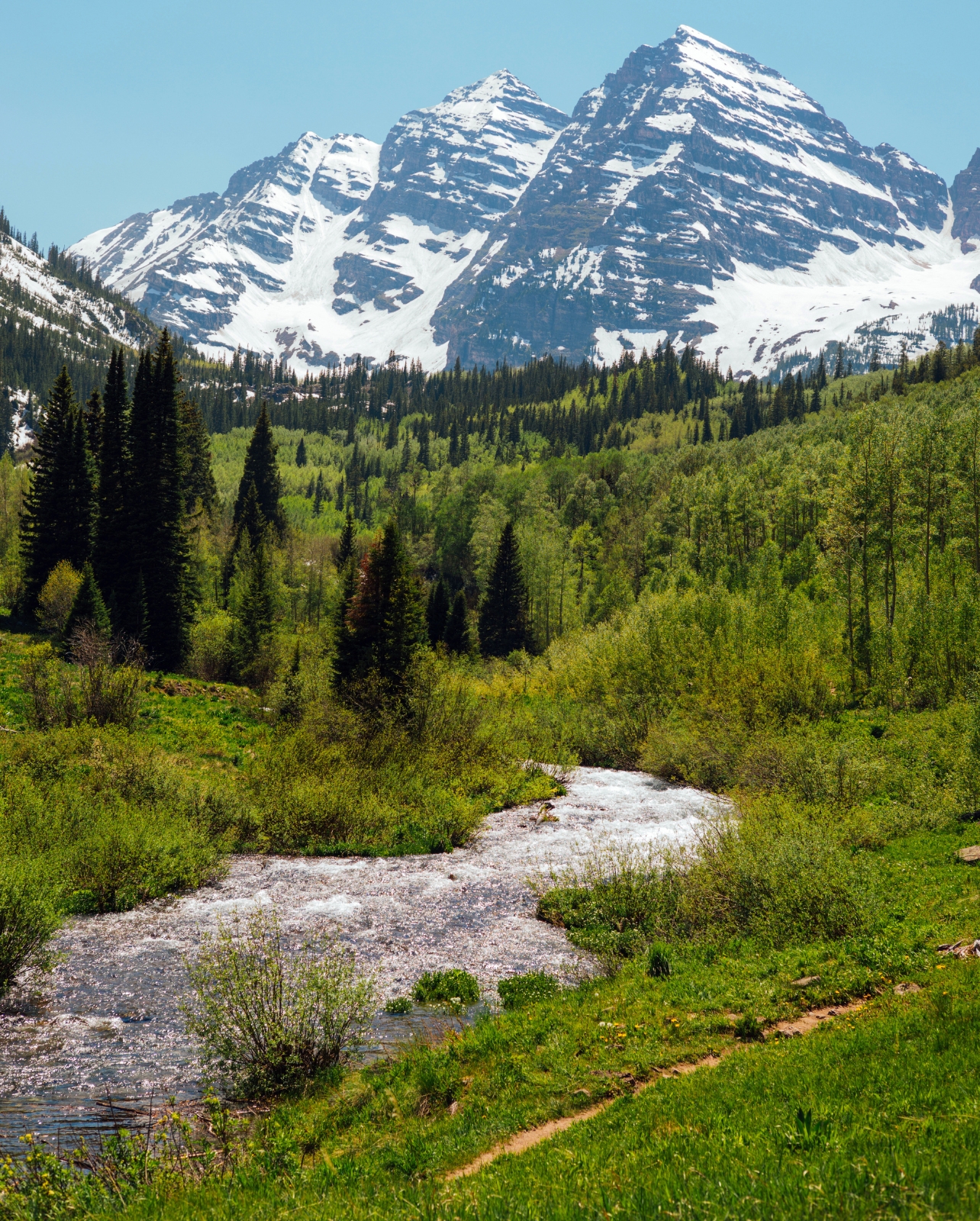 Maroon Bells, mountain and greenery landscape
