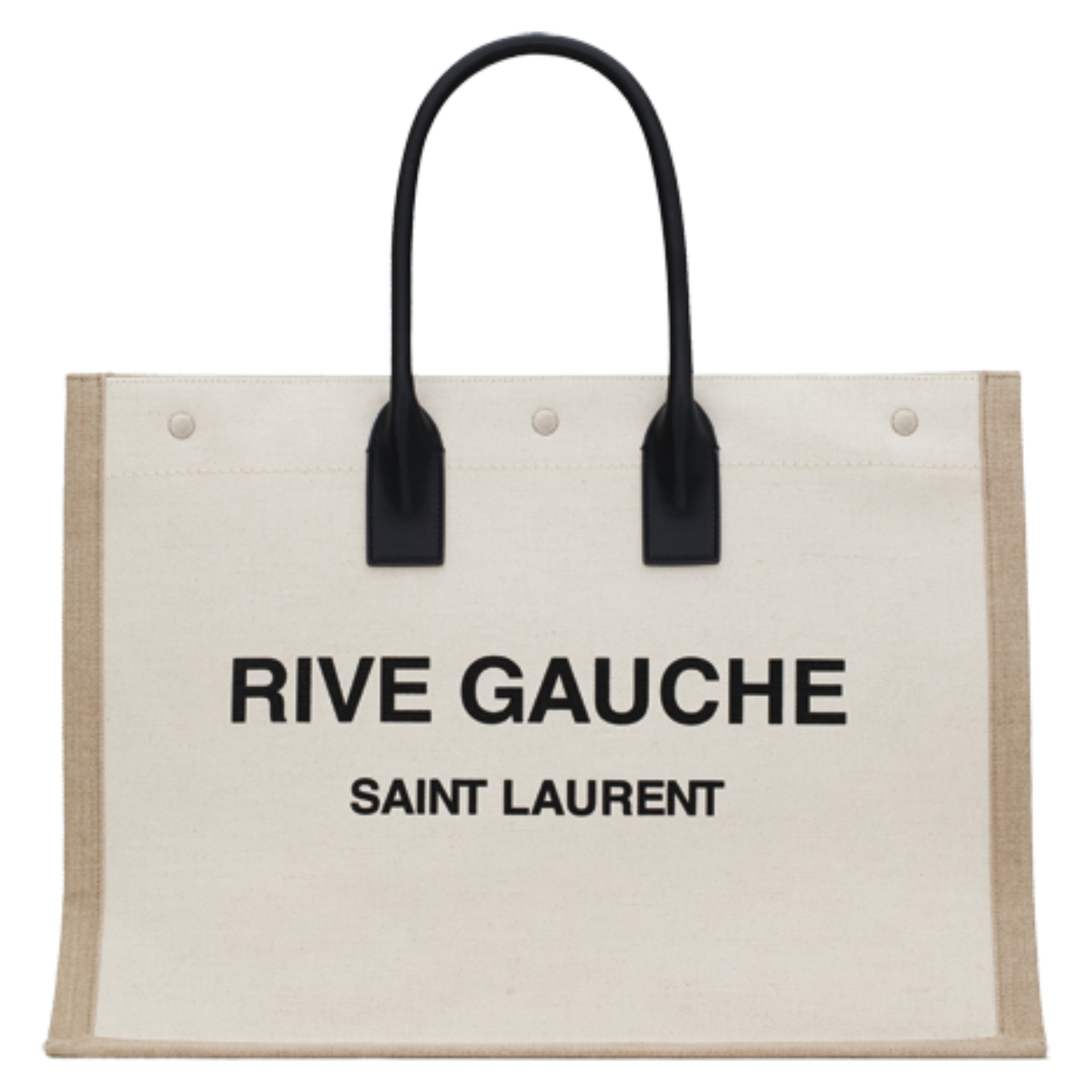 Saint Laurent canvas tote with Rive Gauche Saint Laurent embossing in black