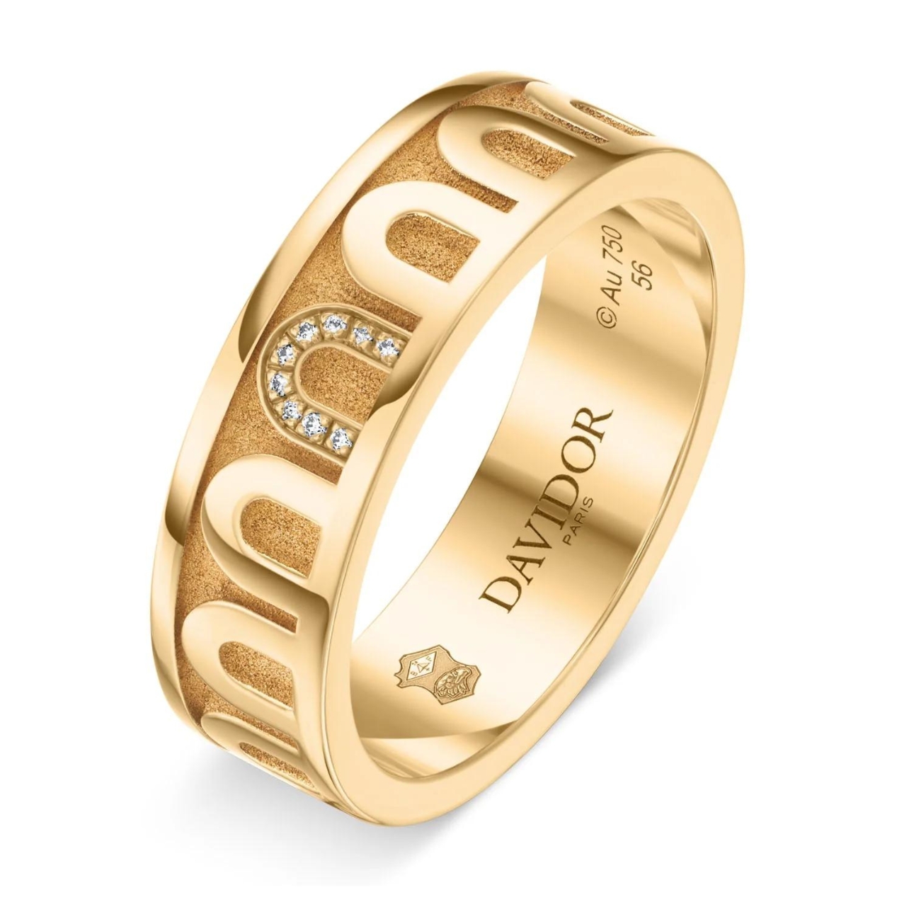 Davidor ring in 18k yellow gold with diamonds