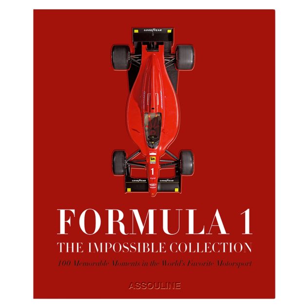 Assouline Formula 1 The Impossible Collection book cover in red with a race car