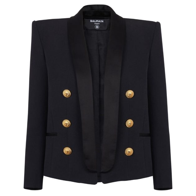 Balmain black jacket with gold buttons