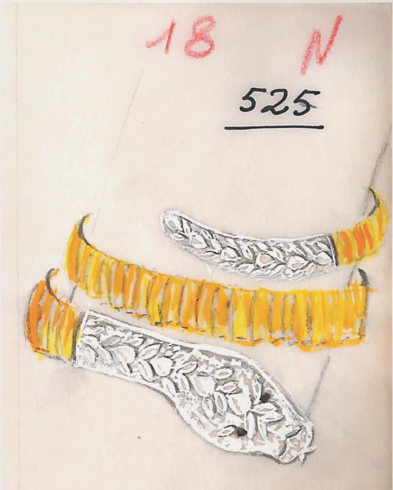 Bulgari sketch of a serpenti bracelet