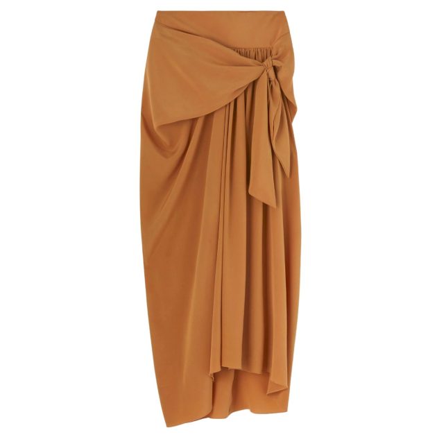 Ermanno Scervino silk pareo skirt in a brown colorway
