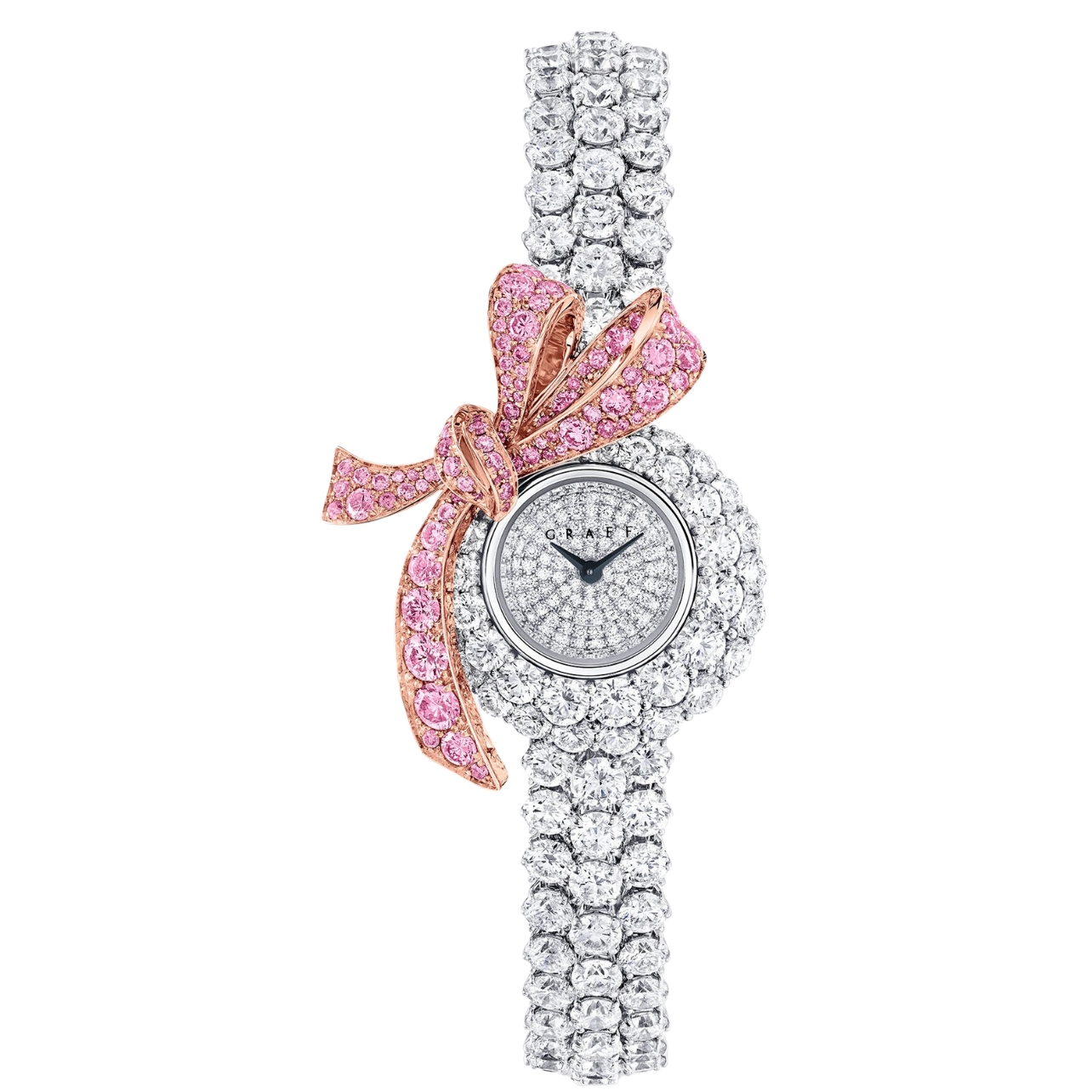 Graff tilda’s bow collection diamond watch with rose gold bow
