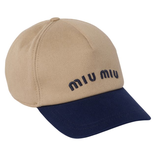 Miu Miu cream and navy baseball cap with Miu Miu embroidered
