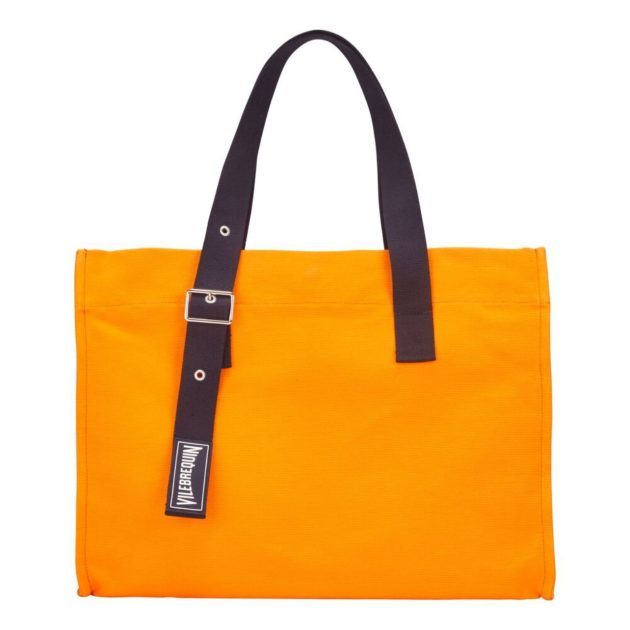 Vilebrequin cotton beach bag in solid orange