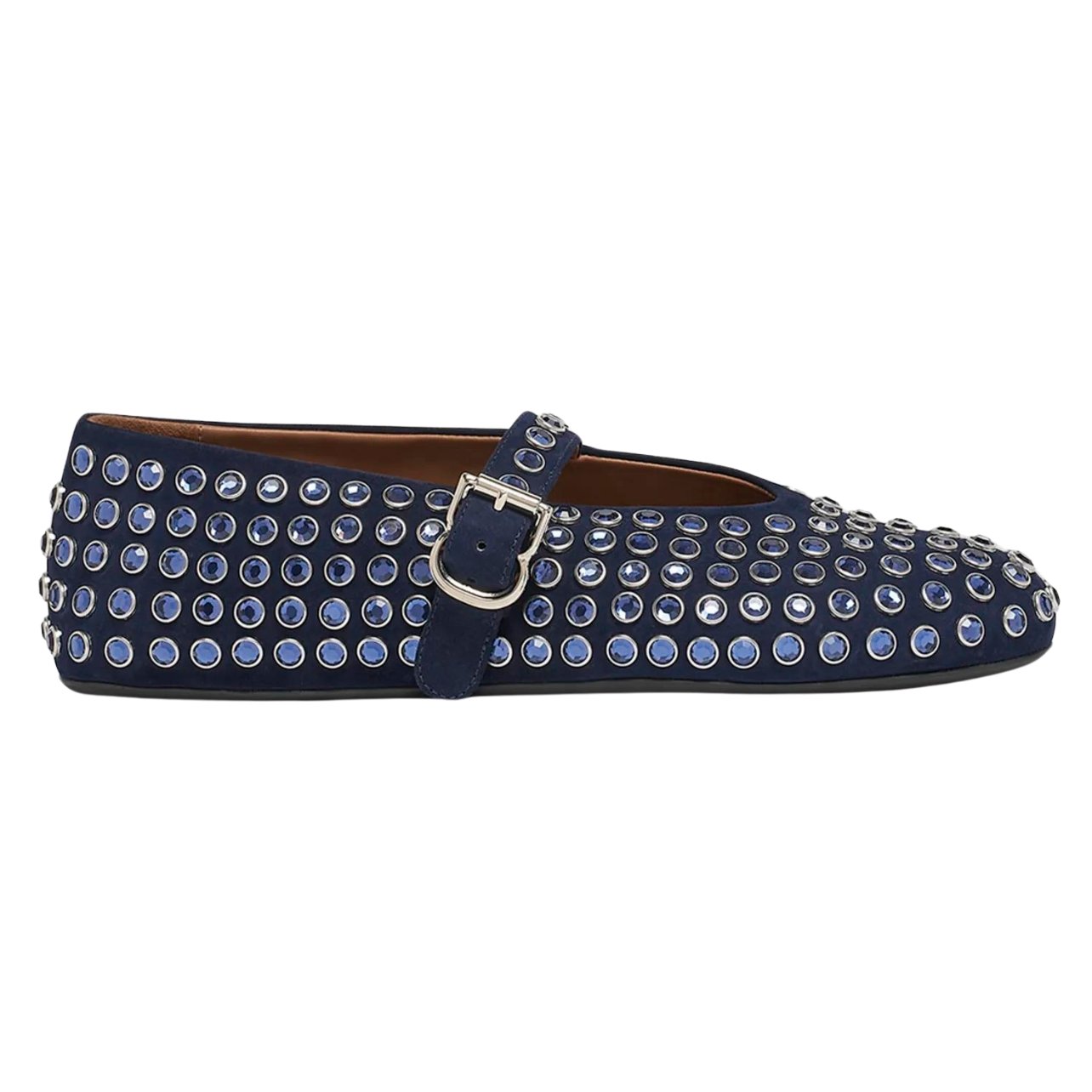 Alaia crystal stud mary jane ballerina flats in black