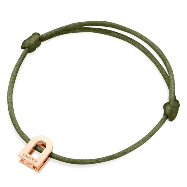 Davidor silk cord bracelet with 18K rose gold L'Arc Voyage charm