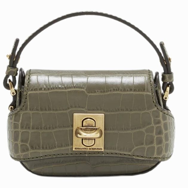 Ermanno Scervino bag in green crocodile print calfskin