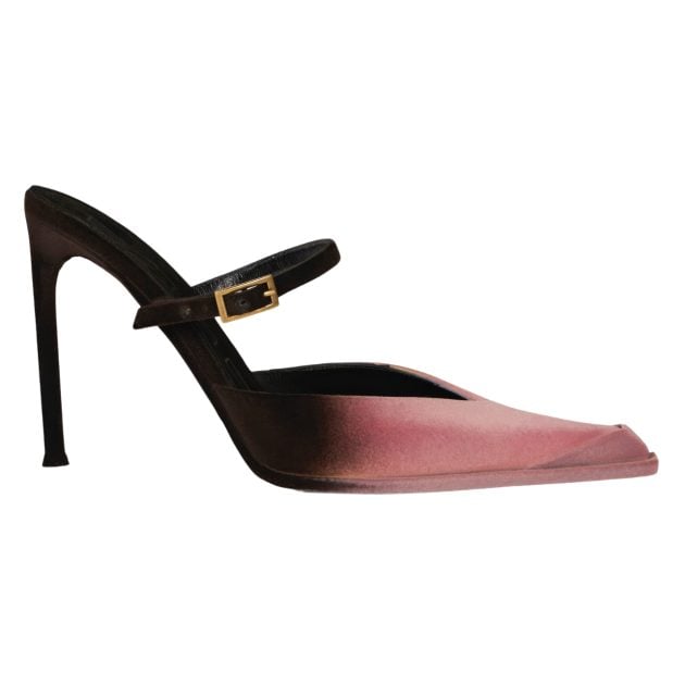 Etro two-toned satin mules in pink and black ombre