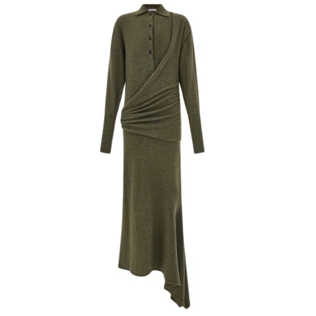 Ferragamo green knitted long sleeve dress