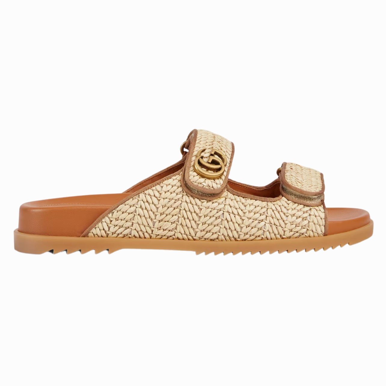 Gucci raffia sandal with double G hardware