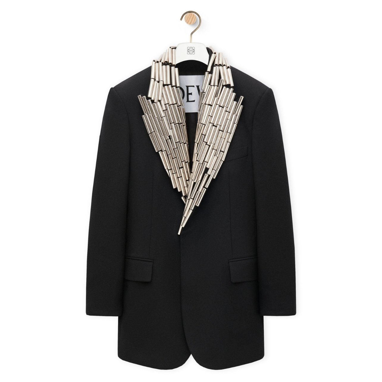 Loewe black wool jacket with embroidered collar