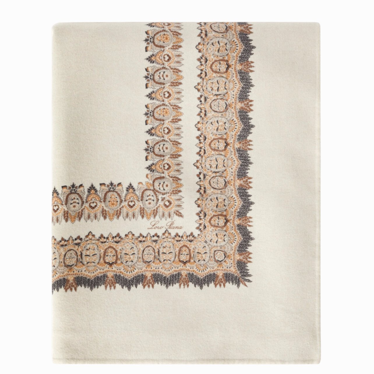 Loro Piana cream printed throw blanket