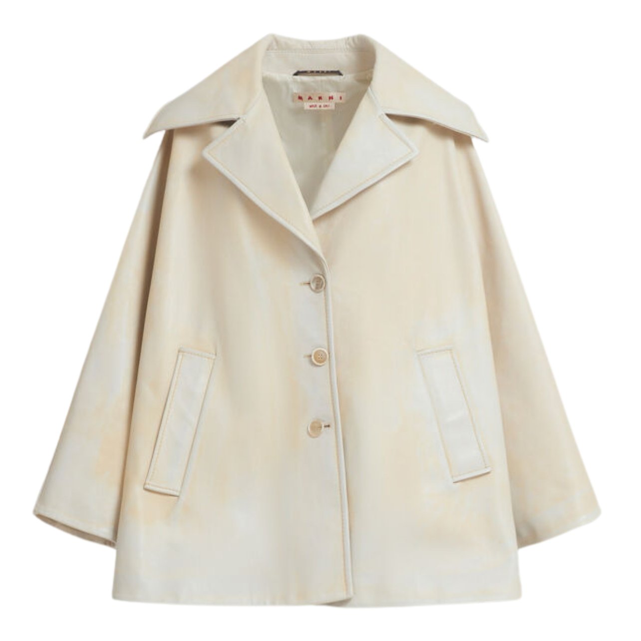 Marni light yellow leather cape