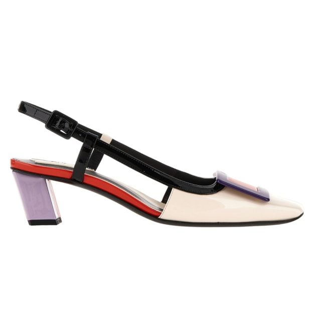 Roger vivier slingback pumpes in purple, red, cream and black