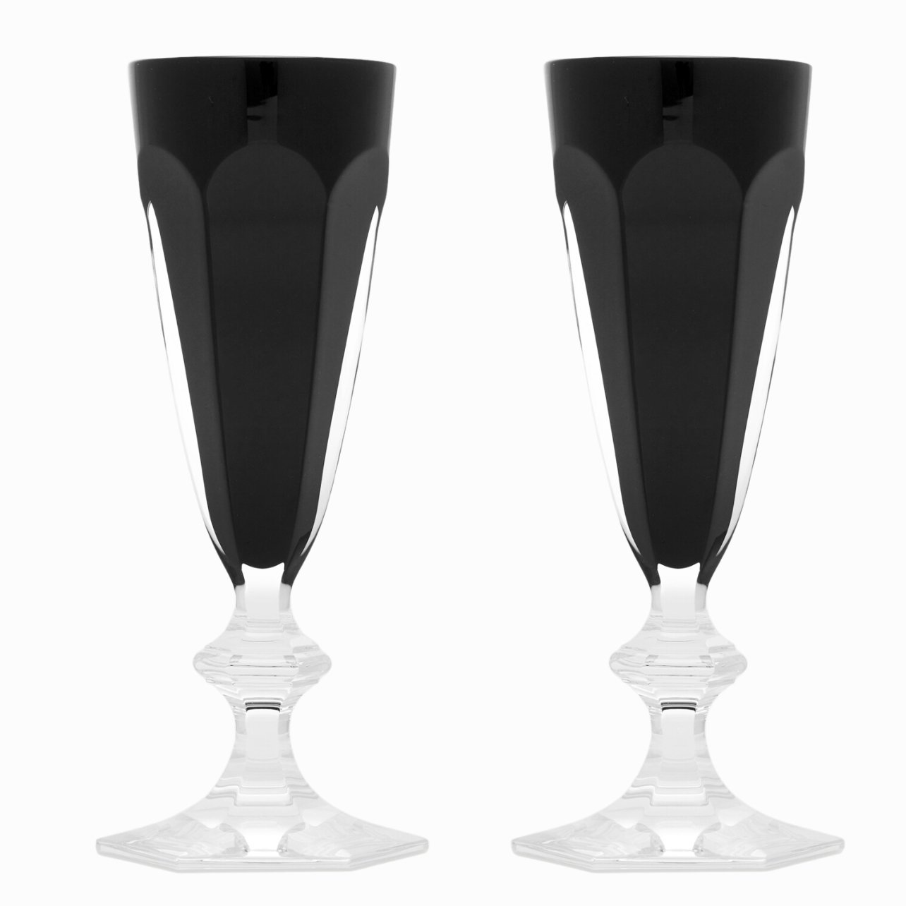 Saint Laurent black and clear crystal flutes