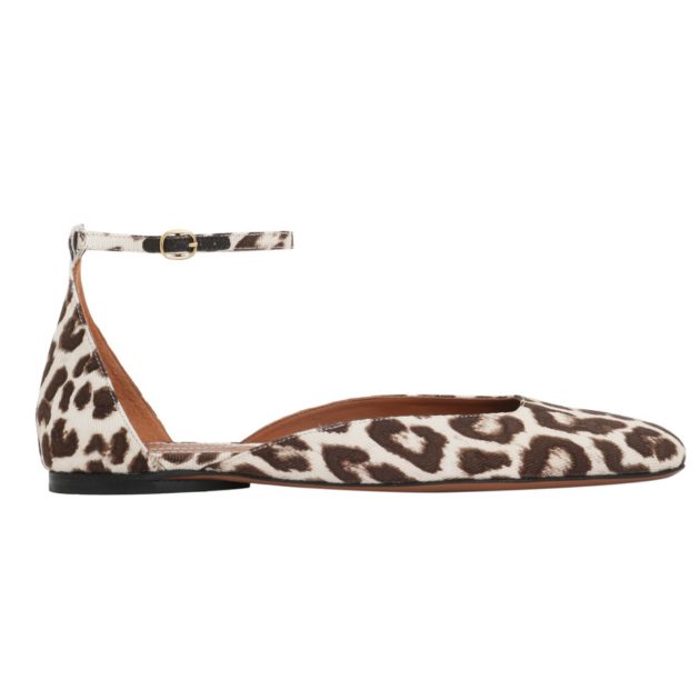 Zimmermann ballerina flat in a leopard print with ankle strap