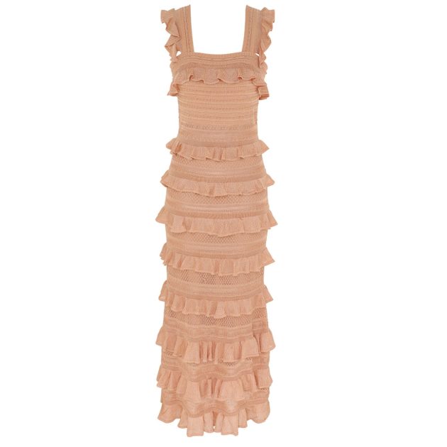 Zimmermann frilled long dress in champagne