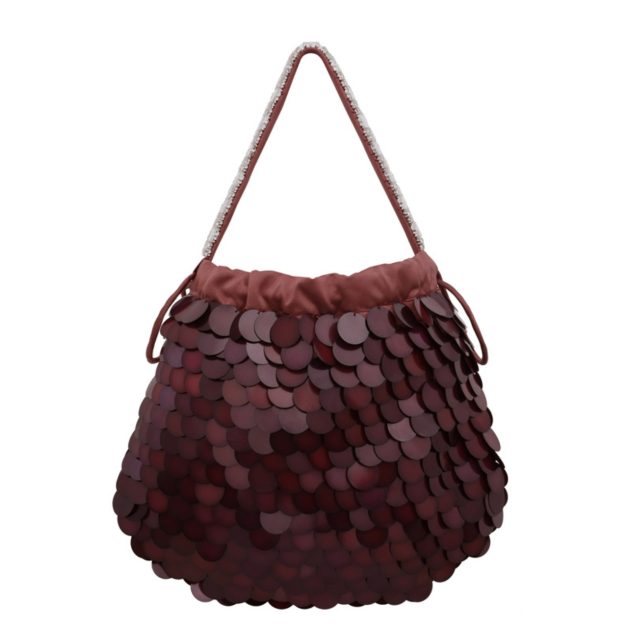 Zimmermann sequin embroidered pouch in chocolate