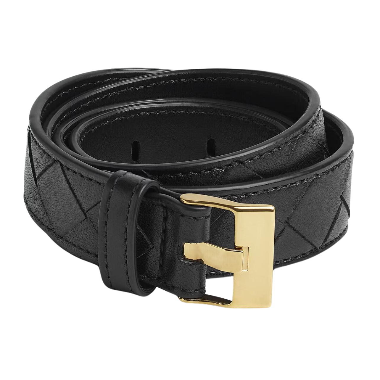 Bottega black belt with gold hardware