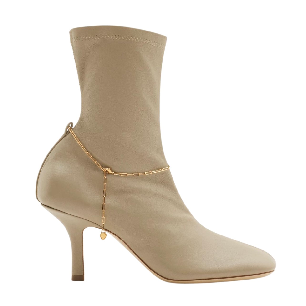 Burberry leather off white low boots with gold chain detailing