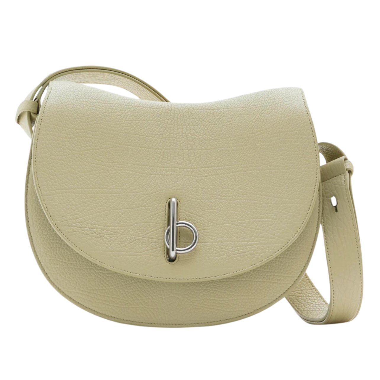 Burberry off white round crossbody bag with silver metal detailing