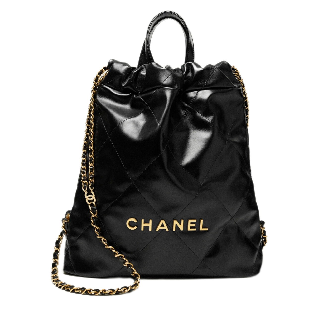 Chanel black backpack with gold chain straps