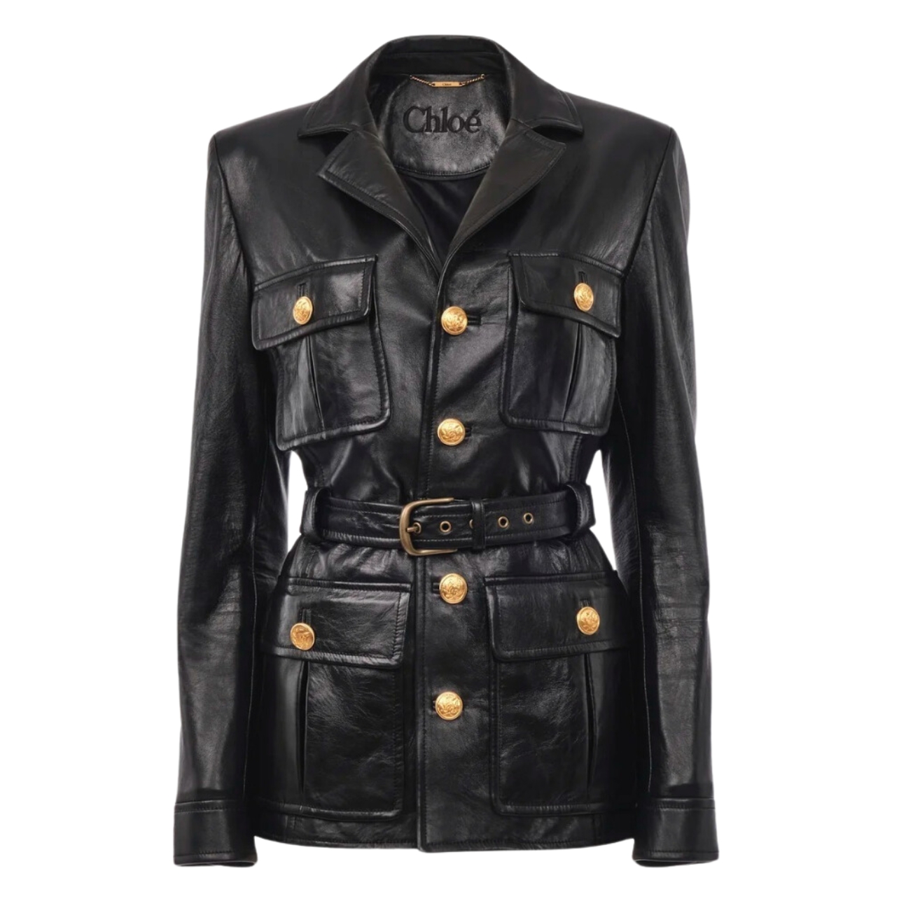 Chloe leather black jacket with gold detailing