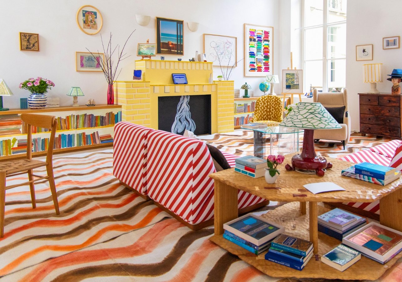 Living Room filled with colorful furniture