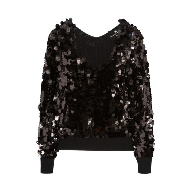 Ermanno Scervino black sequin V-neck sweater