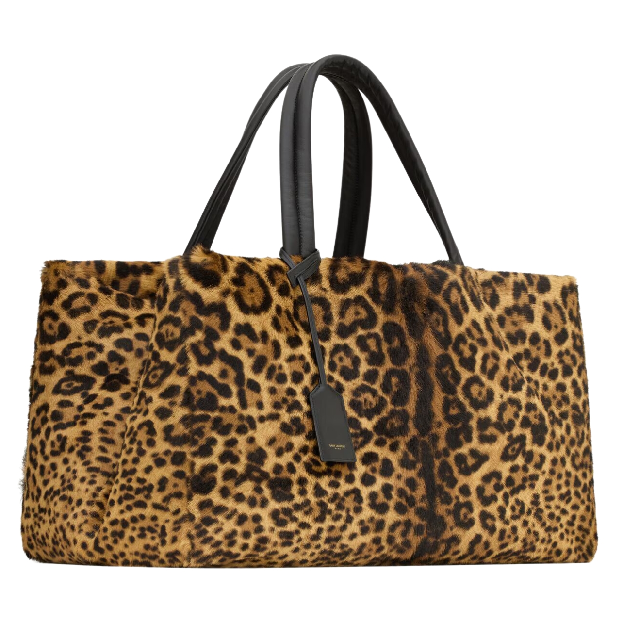 Saint Laurent weekender bag in leopard print pony hair leather