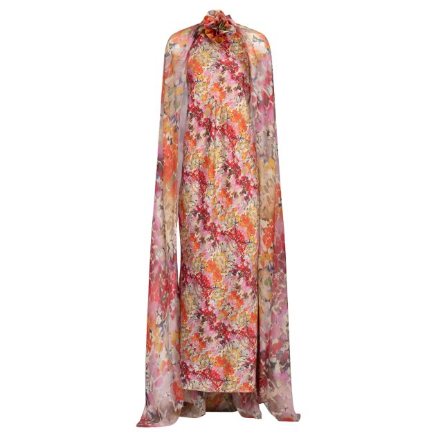 Silvia Tcherassi floral dress with cape in multi color print