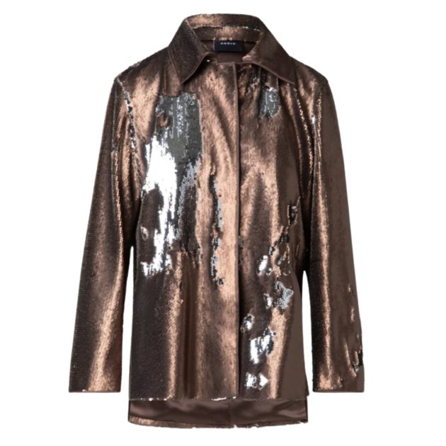 Akris brown and silver sequin shirt